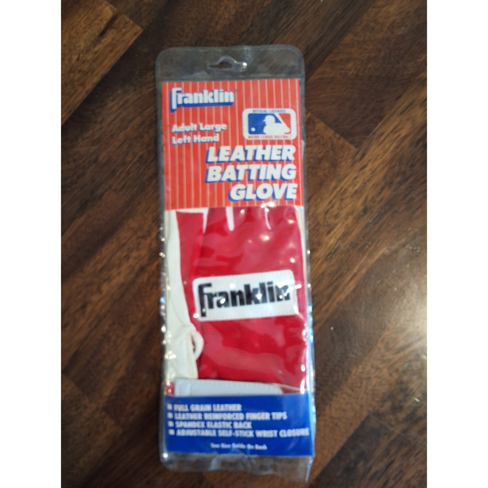 Vintage Franklin Adult Large Left Hand Leather Batting Glove Red White NEW